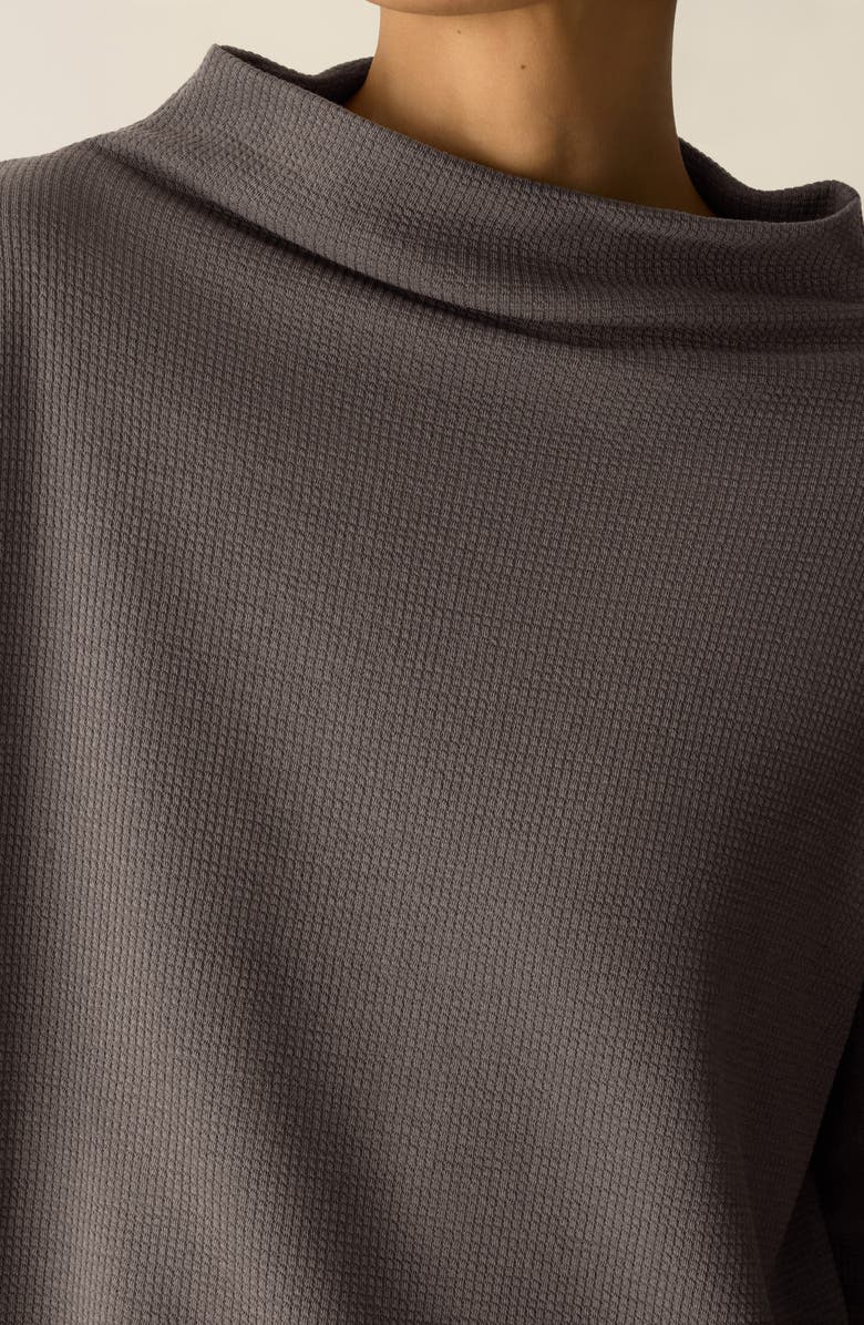 Eileen Fisher Funnel Neck Boxy Organic Cotton Blend Top, Alternate, color, Rye