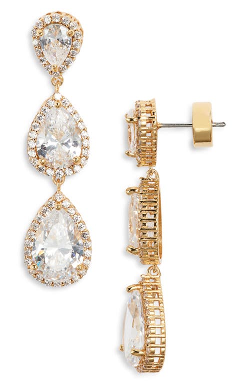 Nordstrom Cubic Zirconia Triple Drop Earrings In Gold