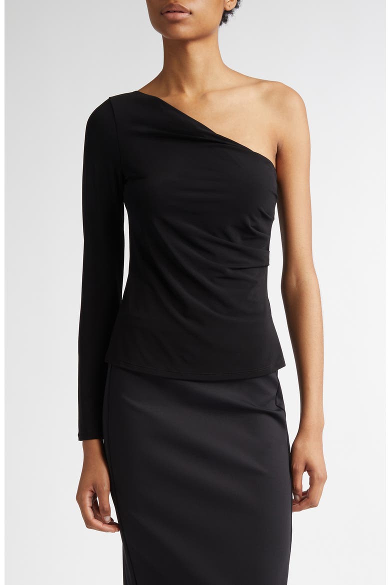 Spluga One-Shoulder Jersey Top, Main, color, BLACK