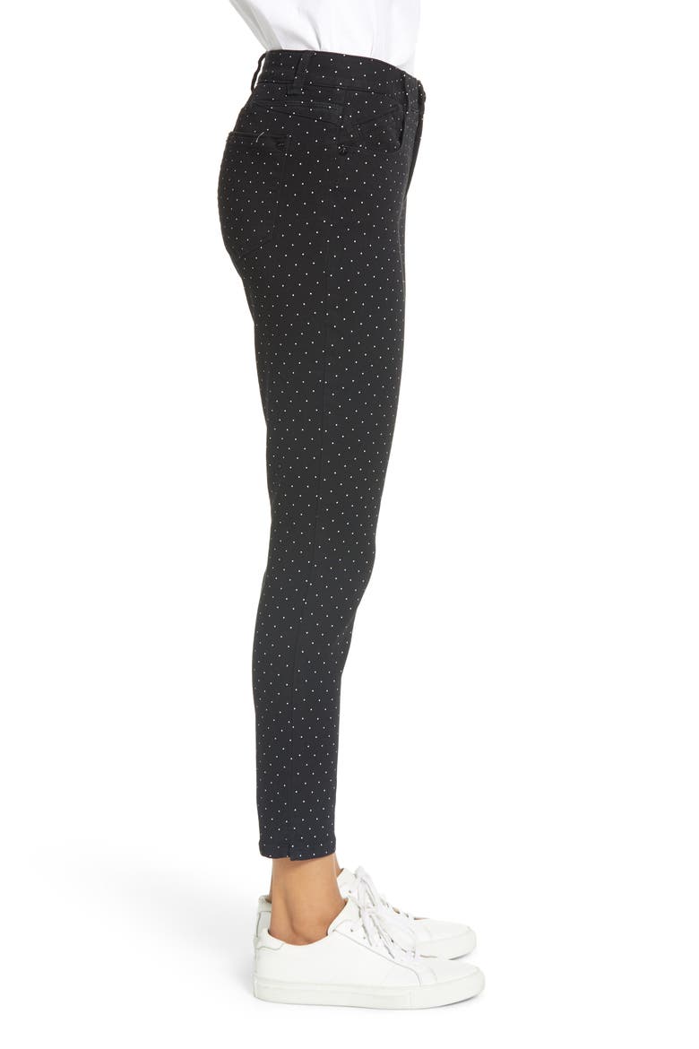'Ab'Solution High Waist Polka Dot Ankle Skinny Pants (Nordstrom Exclusive), Alternate, color, BK-BLACK