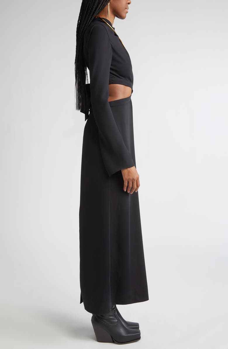 Johanna Ortiz Freedom Cutout Long Sleeve Crepe Dress, Alternate, color, Black