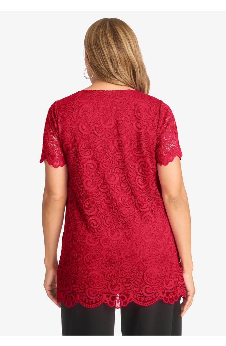 Jessica London Stretch Lace Tunic, Alternate, color, Black