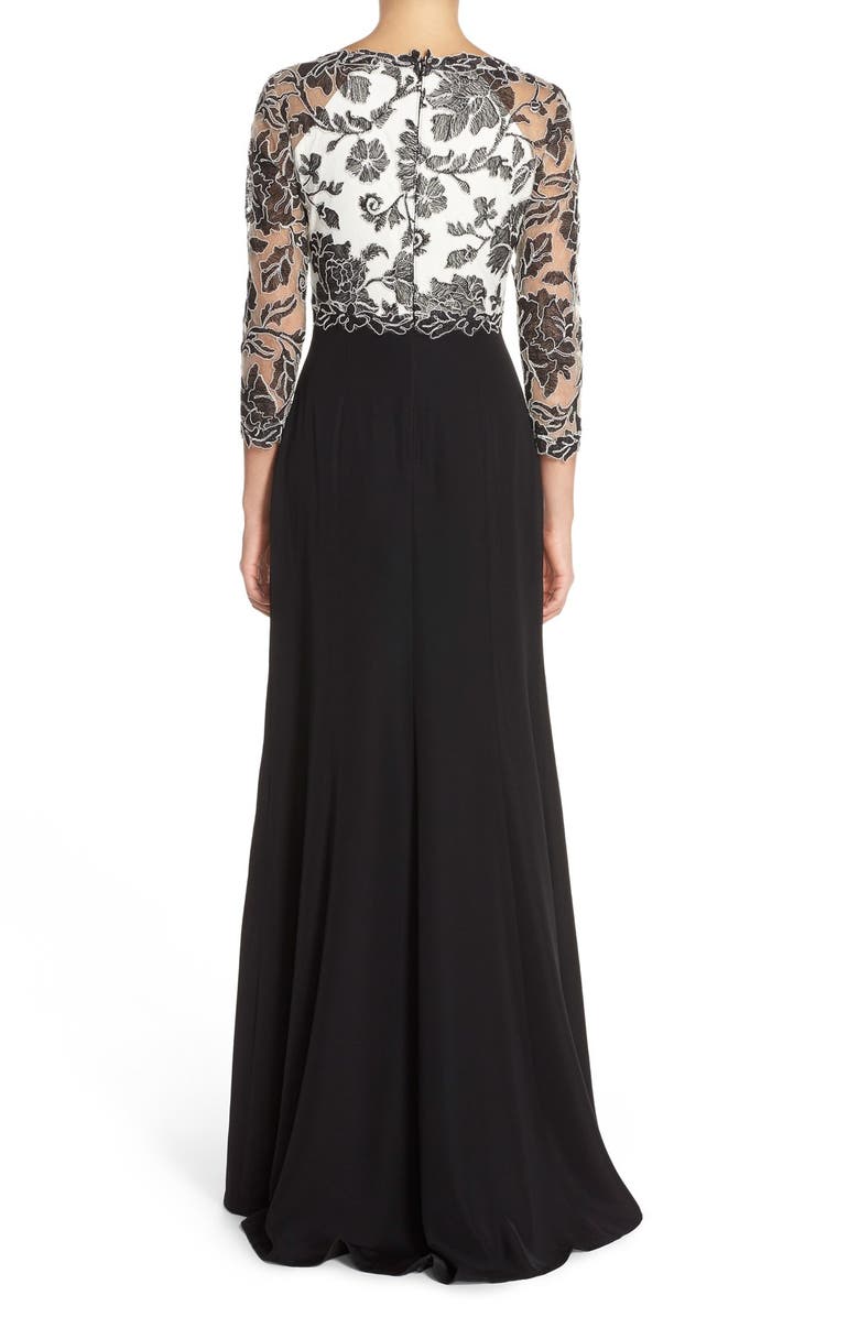 Tadashi Shoji Embroidered Lace Gown, Alternate, color, 
