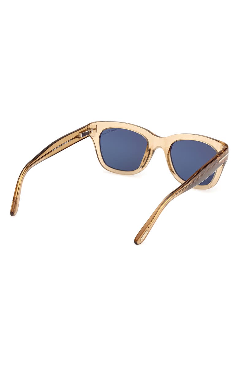 TOM FORD Snowdon 52mm Square Sunglasses, Alternate, color, Champagne / T Logo / Blue