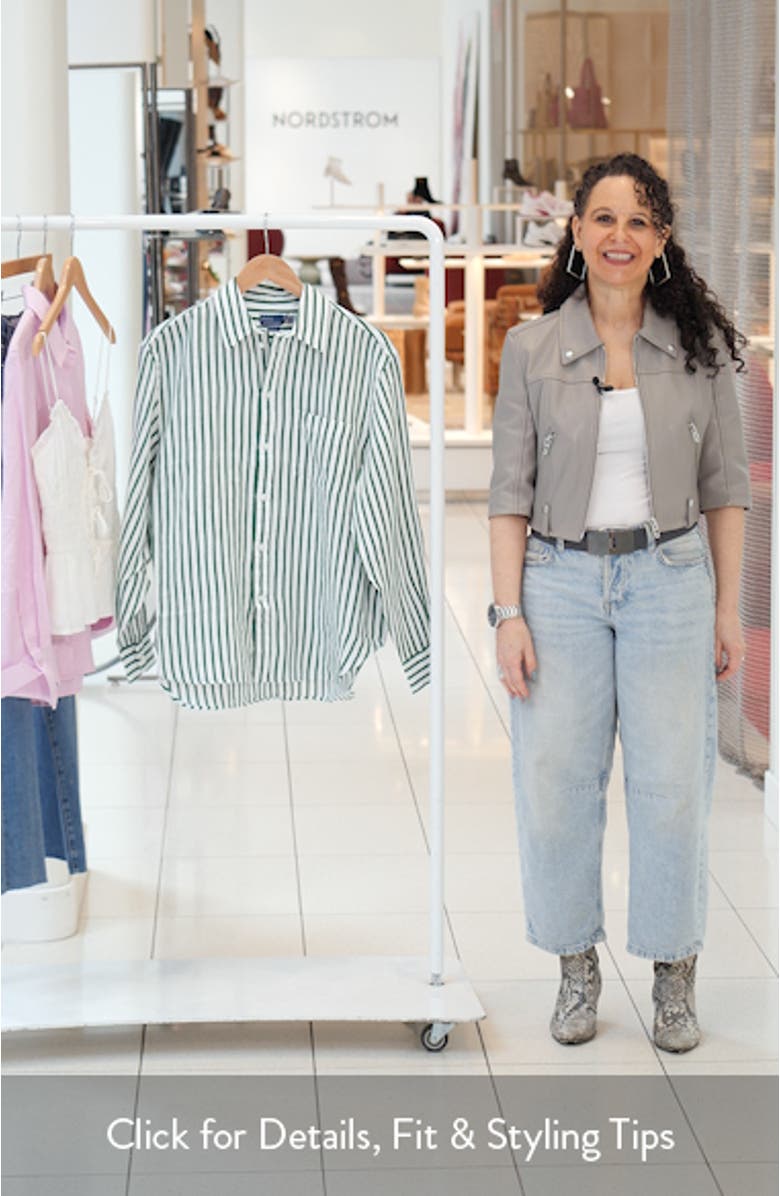 Oversize Stripe Linen & Cotton Button-Up Shirt, sales video thumbnail