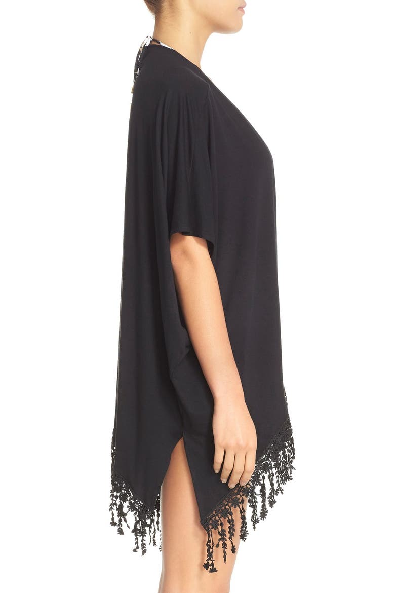 'Venise' Cover-Up Kimono, Alternate, color, BLACK
