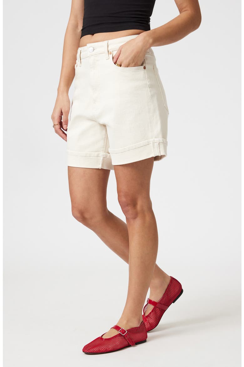Heidi High Waist Cuffed Relaxed Denim Shorts, Alternate, color, ECRU 90S