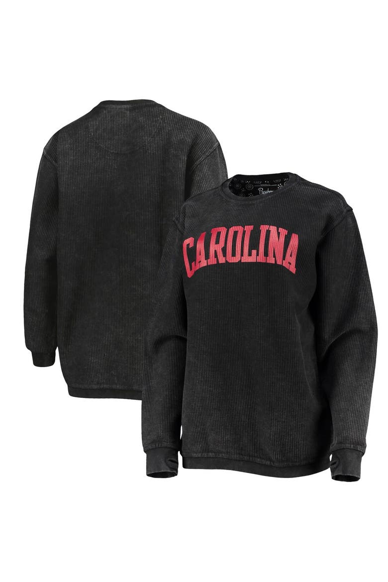 Women's Pressbox Black South Carolina Gamecocks Comfy Cord Vintage Wash Basic Arch Pullover Sweatshirt, Main, color, Black