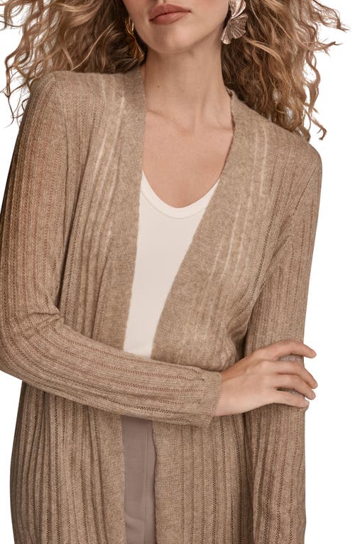 Donna Karan New York Pointelle Cardigan In Brown