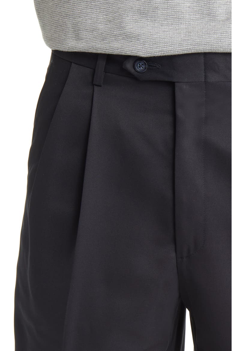 Microfiber Pleated Shorts, Alternate, color, NAVY