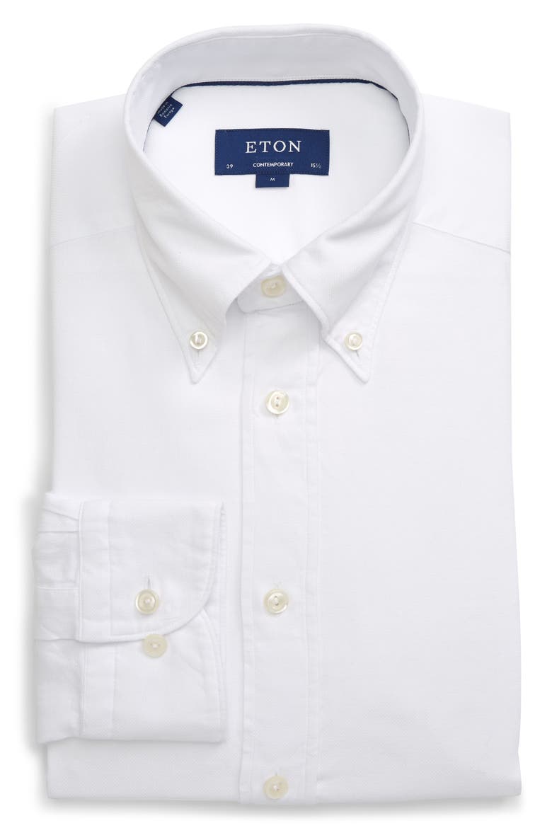 Contemporary Fit Oxford Casual Shirt, Alternate, color, WHITE