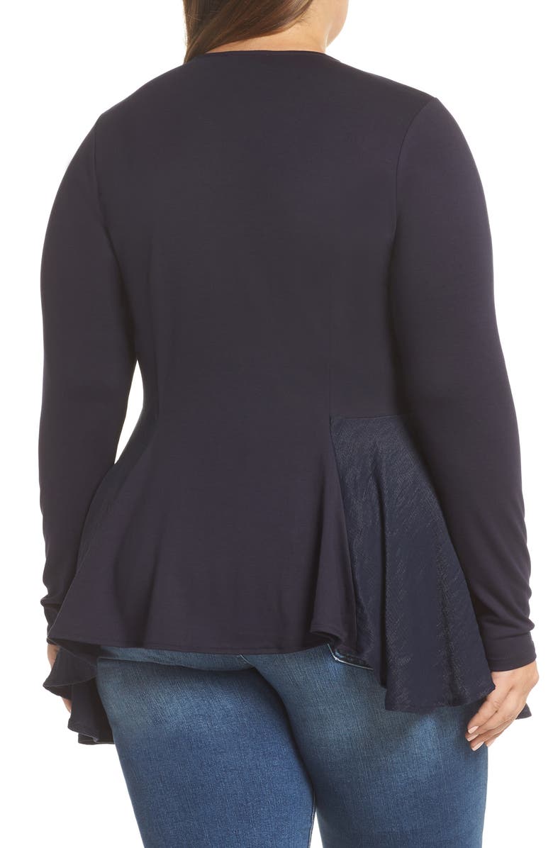 LOST INK Drape Side Mixed Media Top, Alternate, color,