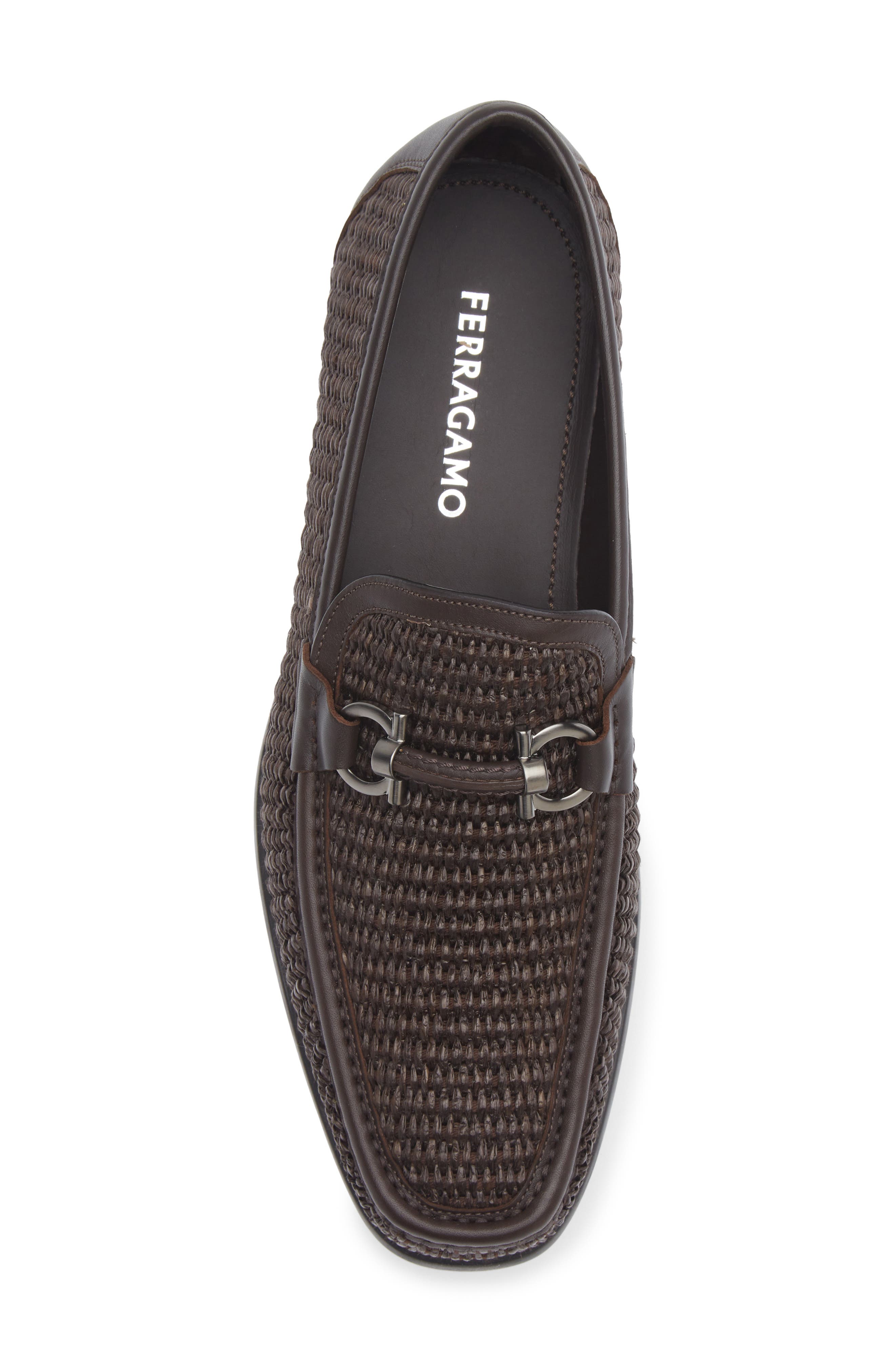 FERRAGAMO Gancini Raffia & Leather Loafer, Alternate, color, T Moro 300 Acc. Nero
