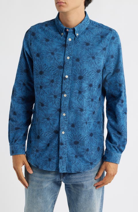 Tailored Fit Floral Organic Cotton Button-Down Shirt