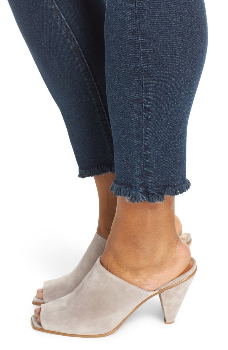 MAXSTUDIO Indigo Perfect Vintage High Waist Core Fringe Hem Skinny Jeans, Alternate, color,