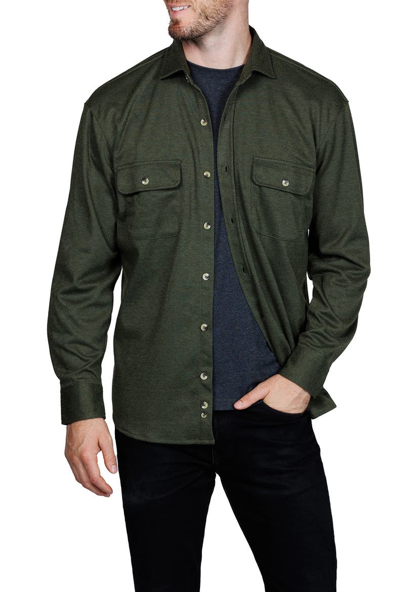 Mélange Solid Shirt Jacket, Main, color, OLIVE