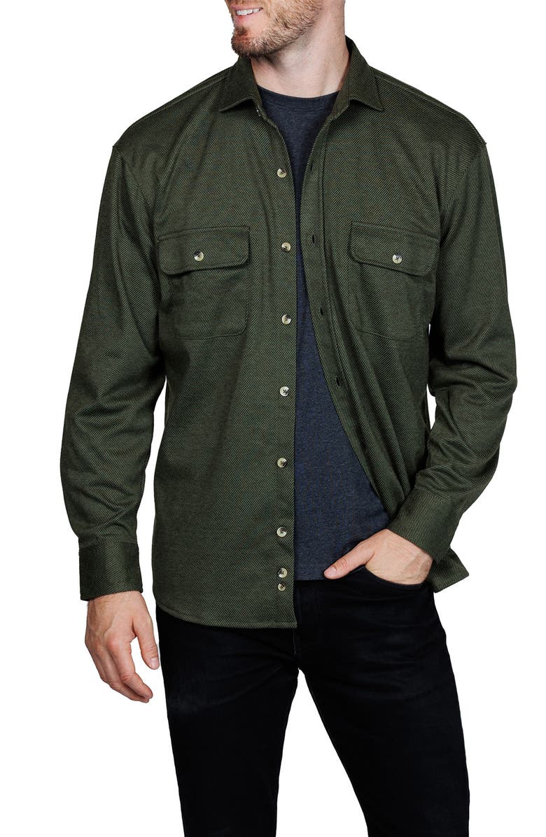 TailorByrd Mélange Solid Shirt Jacket, Main, color, Olive