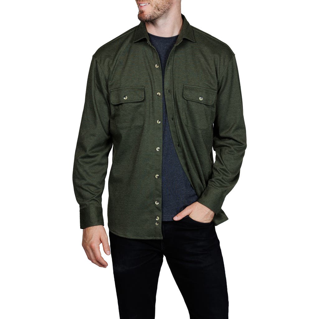 Tailorbyrd Mélange Solid Shirt Jacket In Green