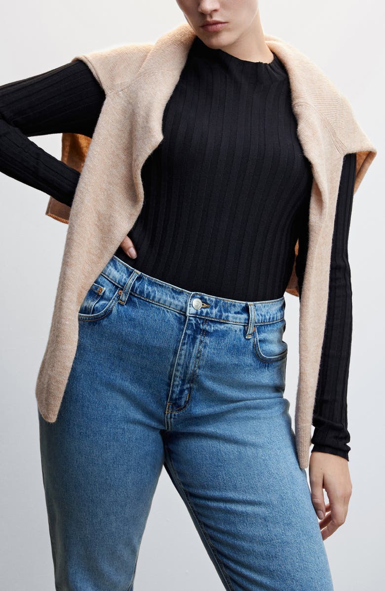 MANGO High Waist Ankle Tapered Mom Jeans, Alternate, color, 