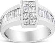 Haus of Brilliance 14K White Gold 2 3/4 Cttw Invisible-Set Princess and Channel-Set Baguette Diamond Step Up Cocktail Ring (G-H Color, SI1-SI2 Clarity) - Ring Size 9.25