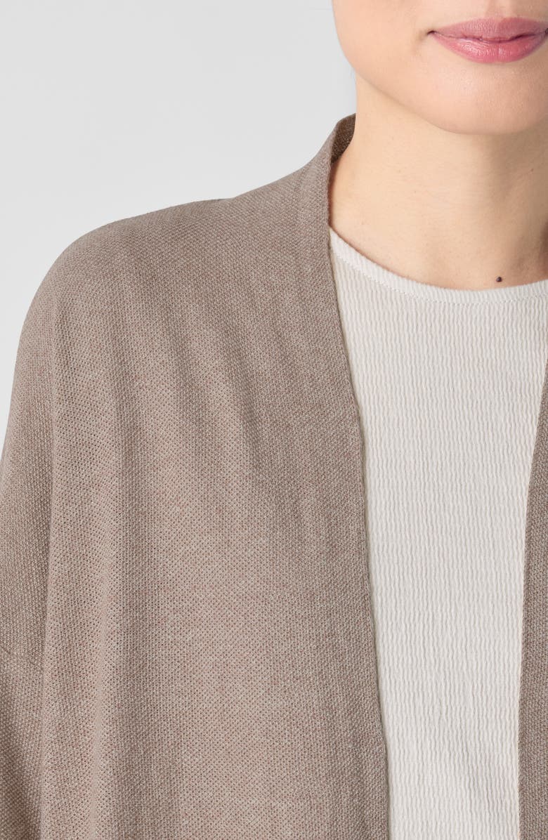 Eileen Fisher Organic Linen Blend Open Front Cardigan, Alternate, color, Cocoa