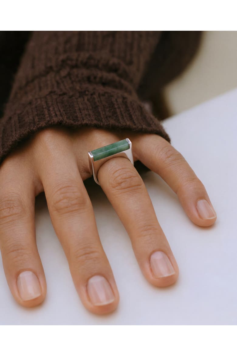 Year of the Horse Hanbai Jade Saddle Ring, Alternate, color, Green