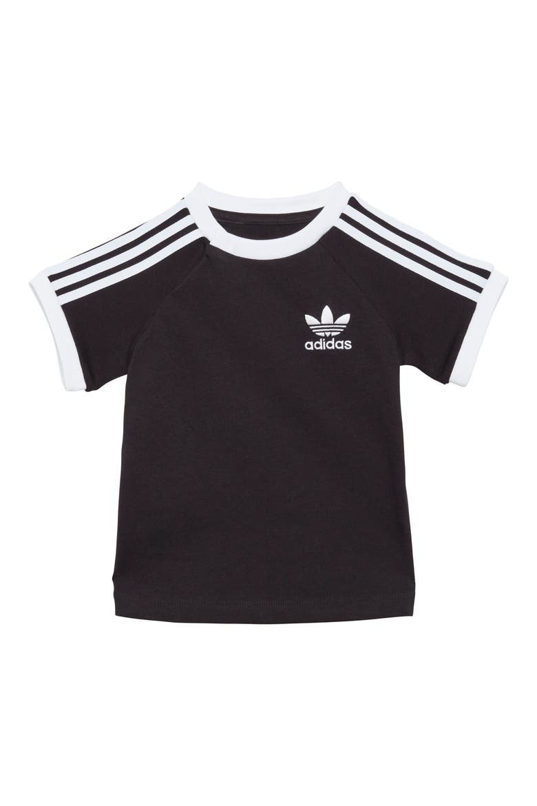 Kids' Adicolor 3-Stripes Cotton T-Shirt, Main, color, BLACK