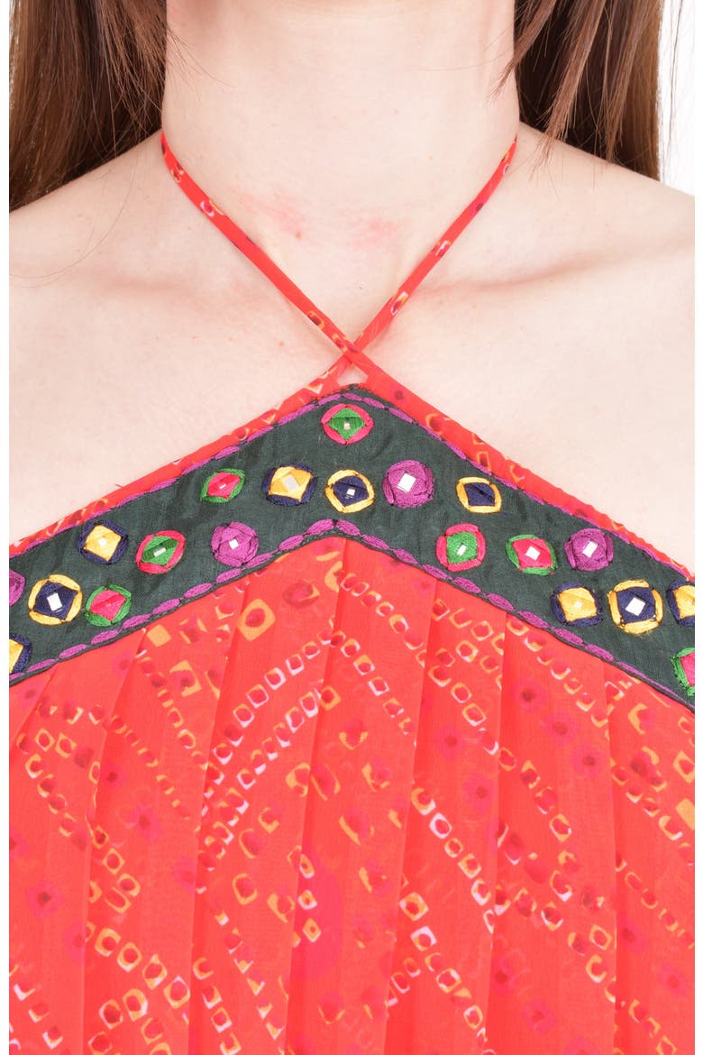 Ava Embroidered Halter Top, Alternate, color, Red
