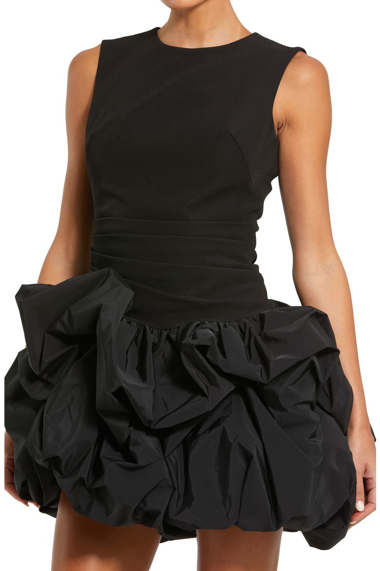 Women's Sleeveless Crepe Bubble Skirt Mini Dress, Alternate, color, BLACK