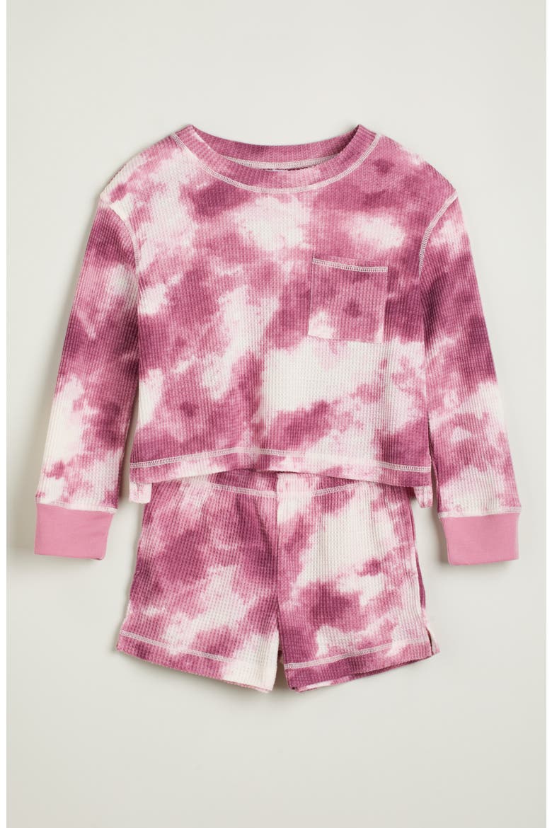 Kids' Two-Piece Waffle Knit Short Pajamas, Main, color, MAUVE ORCHID CLOUDY SKY