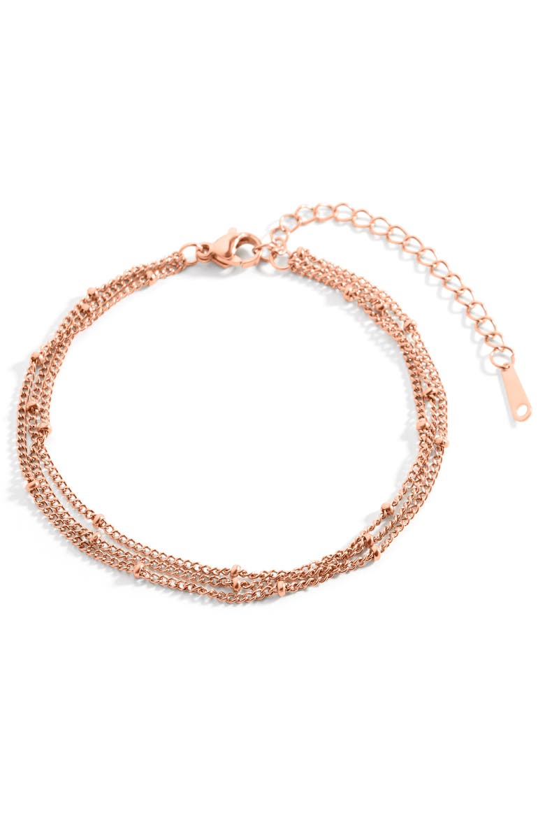Triple Layer Satellite Chain Bracelet, Alternate, color, Rose Gold-Tone