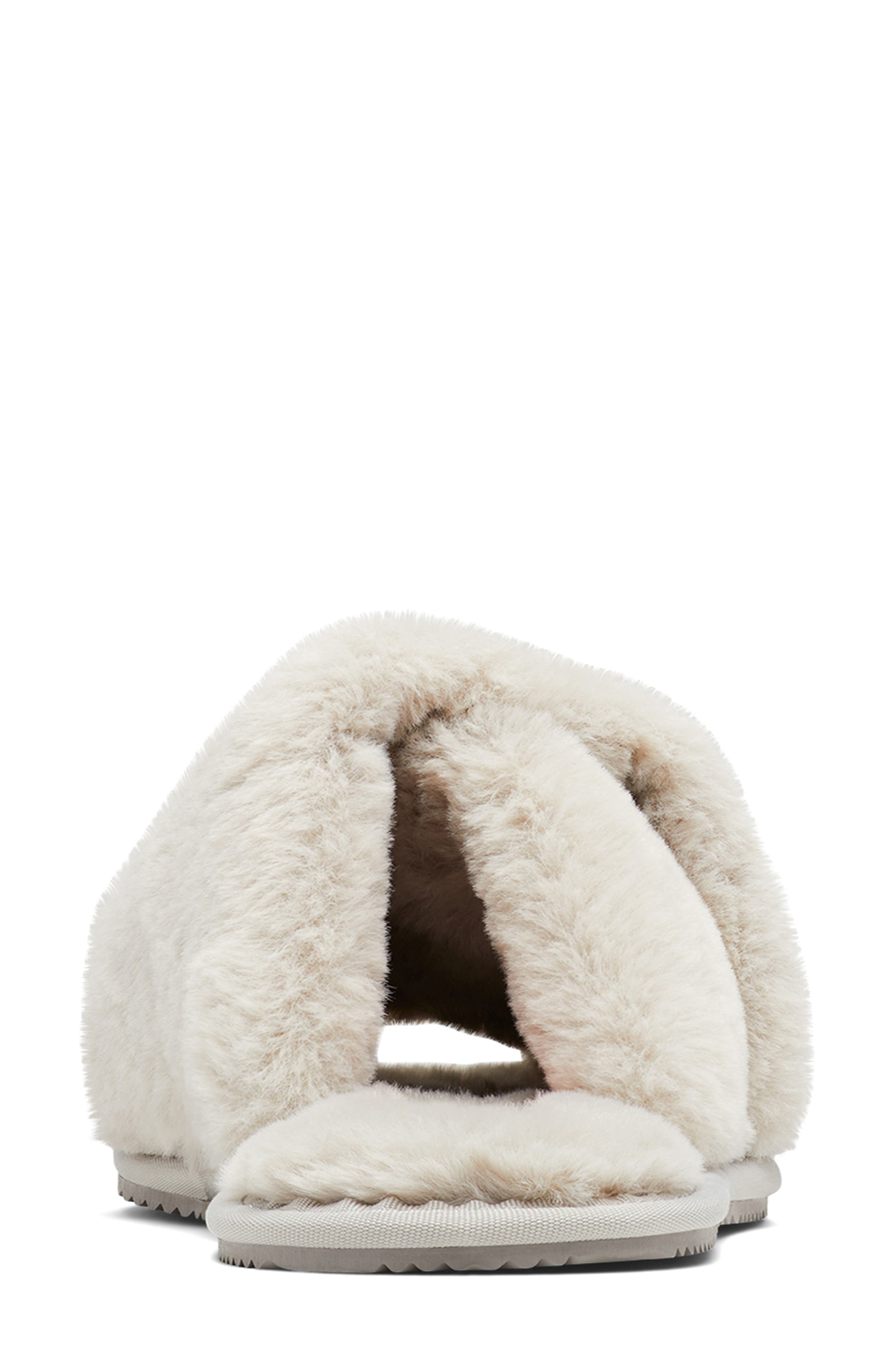 SOREL Go Mail Run Faux Fur Slide Slipper, Alternate, color, Dove/ Sea Salt