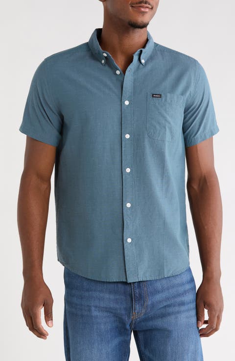 That'll Do Slim Fit Solid Short Sleeve Cotton Button-Down Shirt