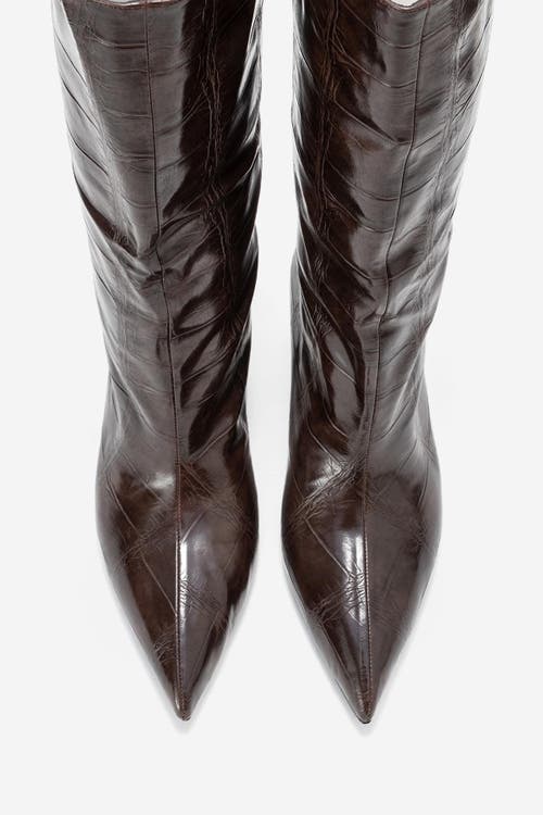 Prologue Shoes Crow Embossed Pointed Toe Boot In Black