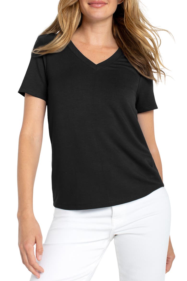 Short Sleeve V-Neck T-Shirt, Main, color, BLACK