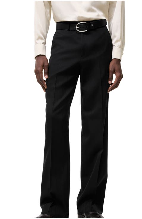 Pinstriped Wool Tailored Trousers