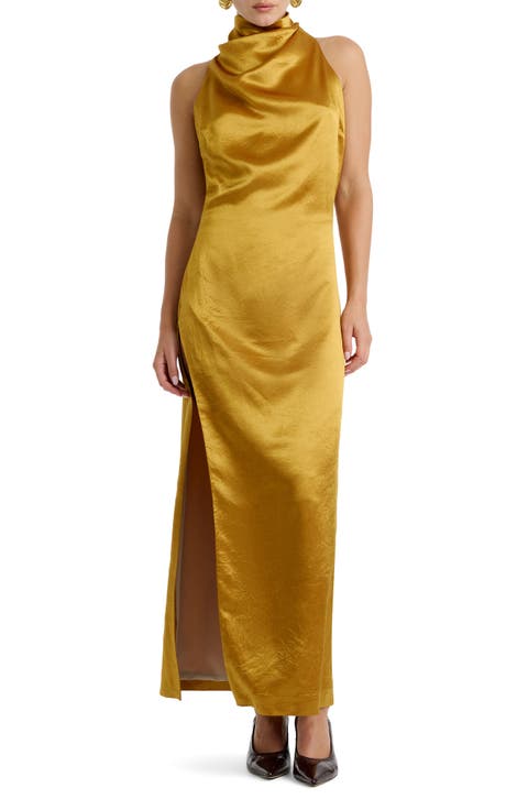 Thea High Neck Satin Gown