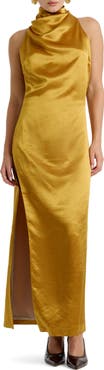 Bardot Thea High Neck Satin Gown