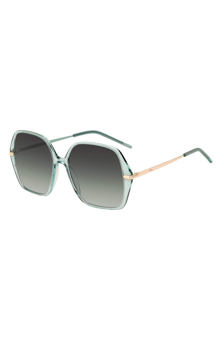 BOSS 57mm Square Sunglasses, Alternate, color, Gold/ Green