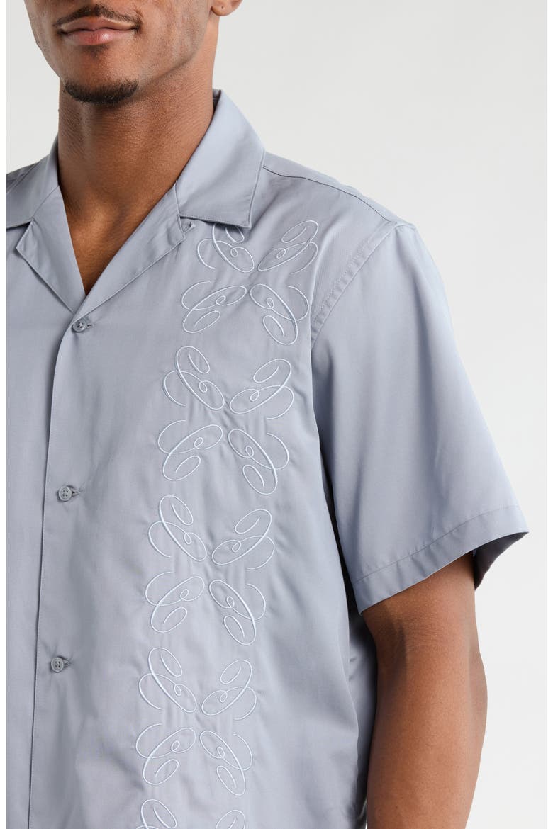 Signet Embroidered Camp Shirt, Alternate, color, MIRROR