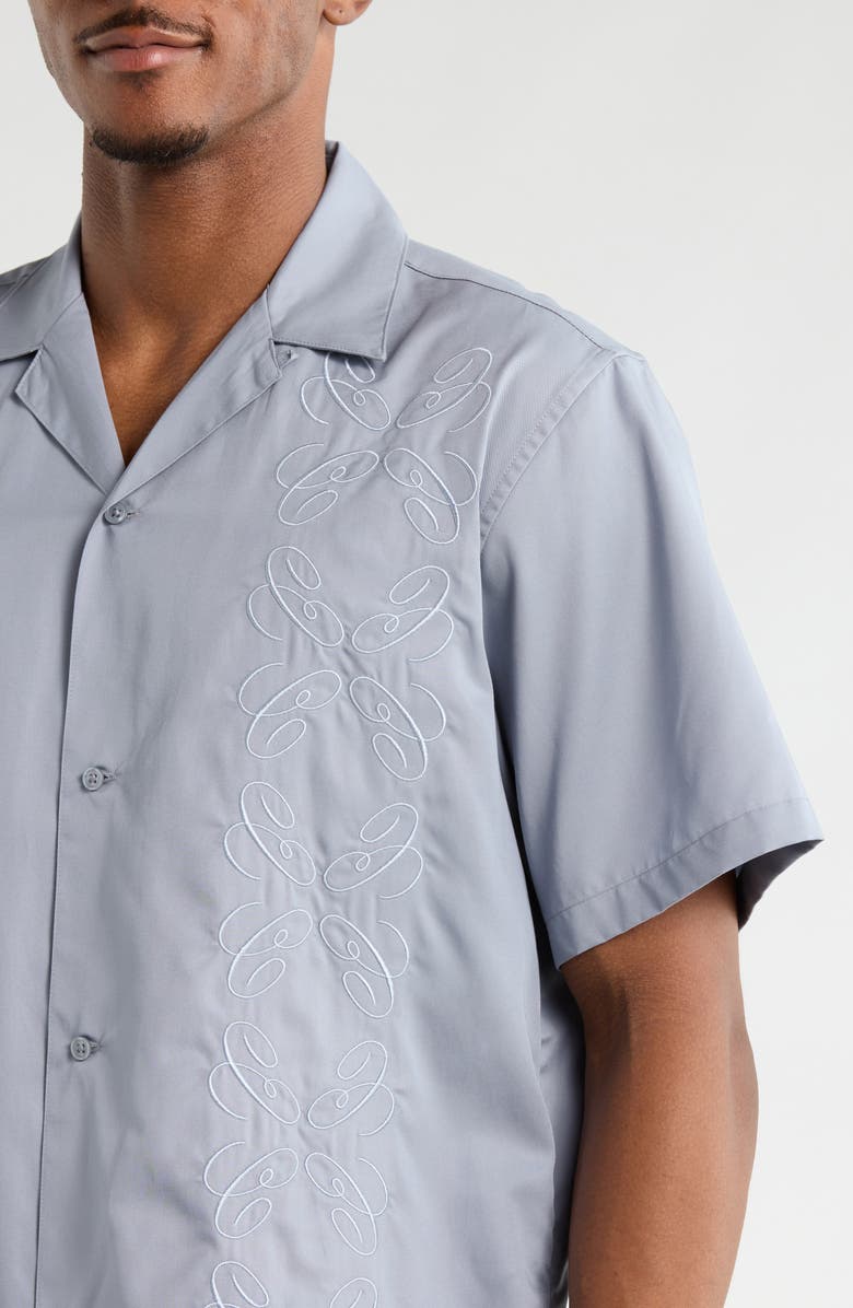 Carhartt Work In Progress Signet Embroidered Camp Shirt, Alternate, color, Mirror