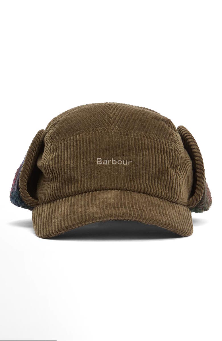 Barbour Lowfen Corduroy Trapper Hat, Alternate, color, Olive