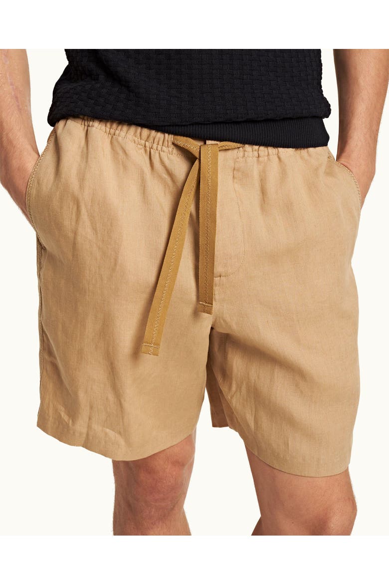 Alex Lino Relaxed Fit Italian Linen Drawcord Shorts, Alternate, color, Biscuit