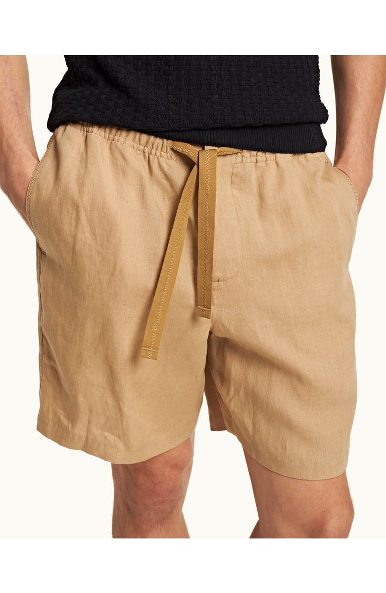 Orlebar Brown Alex Lino Relaxed Fit Italian Linen Drawcord Shorts, Alternate, color, Biscuit