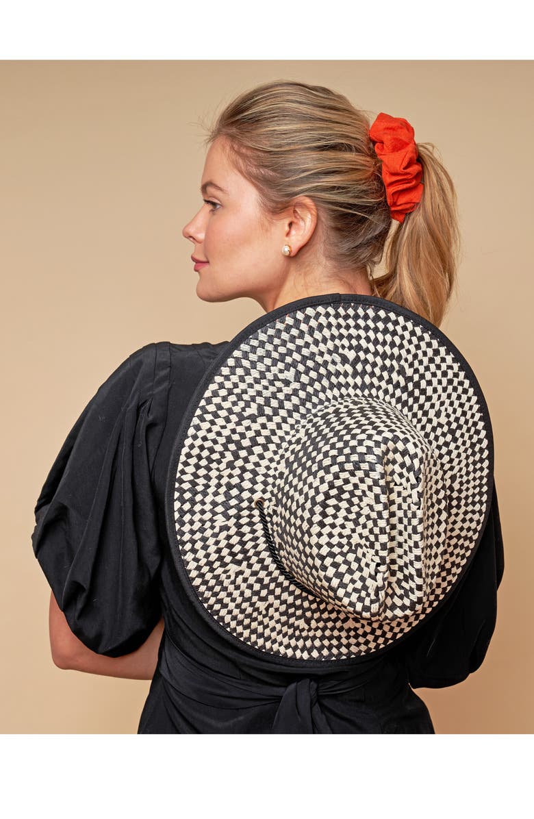 Lele Sadoughi Check Straw Sun Hat, Alternate, color,