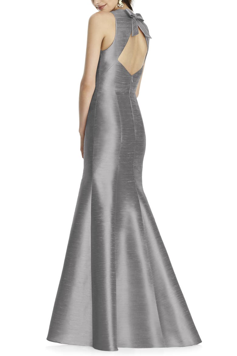 Dupioni Trumpet Gown, Alternate, color, QUARRY