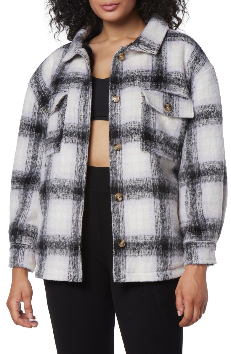 Marc New York Performance Faux Fur Lined Plaid Shirt Jacket, Main, color,