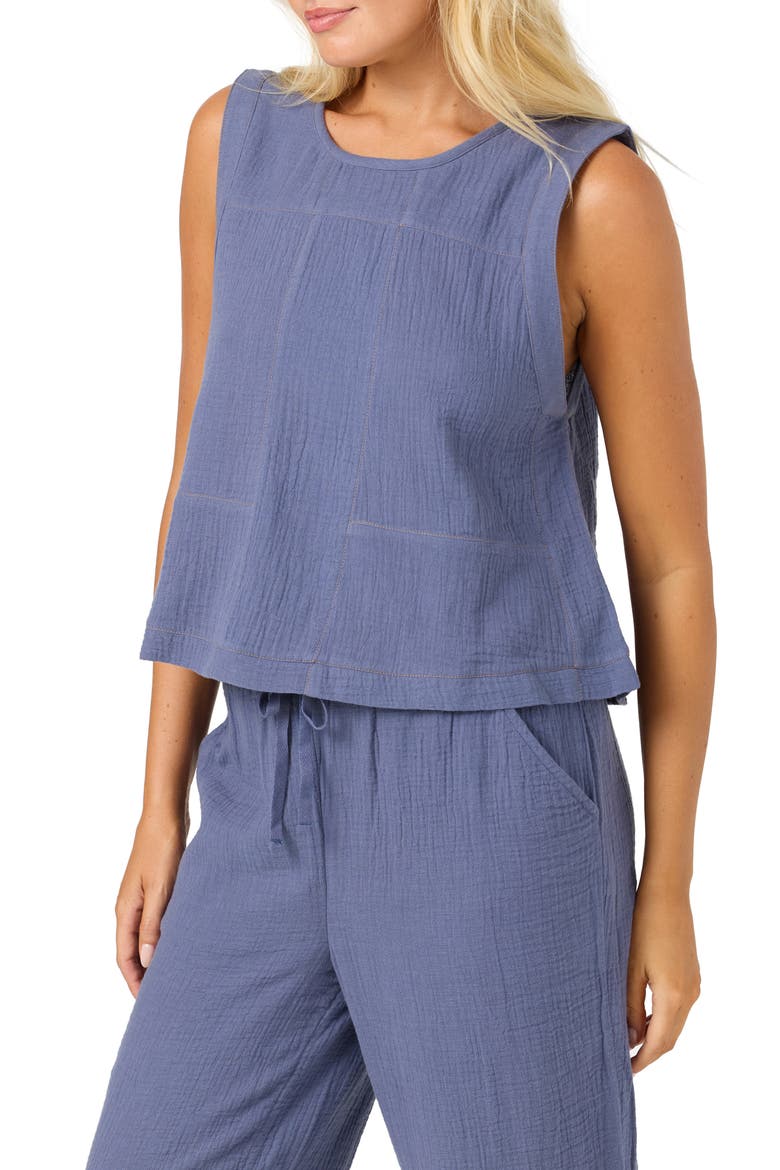 Tasia Cotton Gauze Tank, Alternate, color, NIGHTSHADOW BLUE