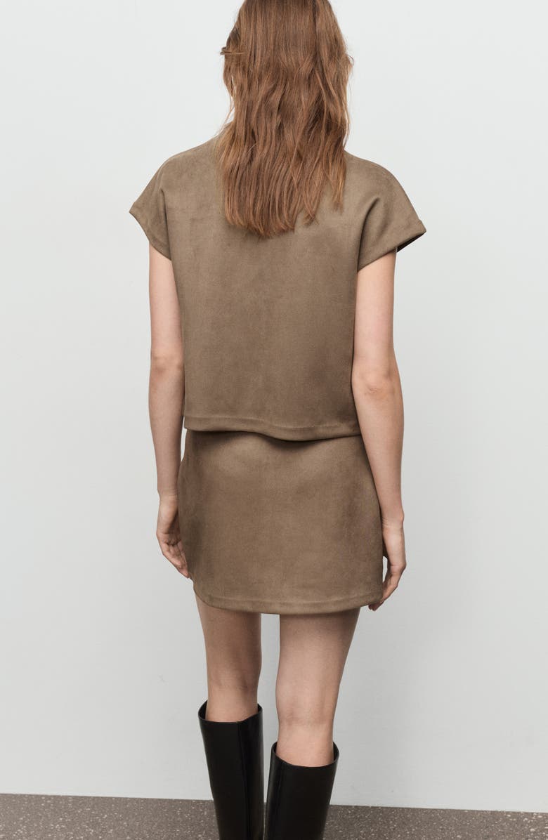 MANGO Faux Suede T-Shirt, Alternate, color, Light/ Pastel Brown