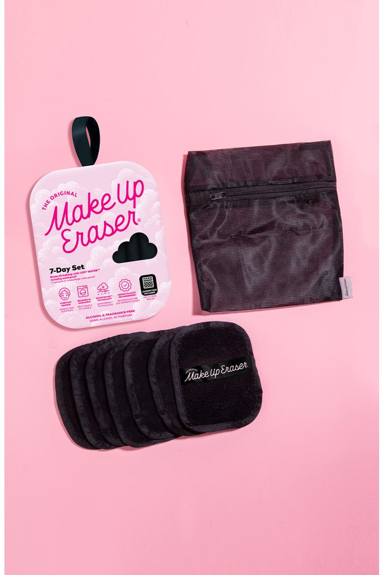 7-Day Chic MakeUp Eraser Set with Laundry Bag, Alternate, color, BLACK